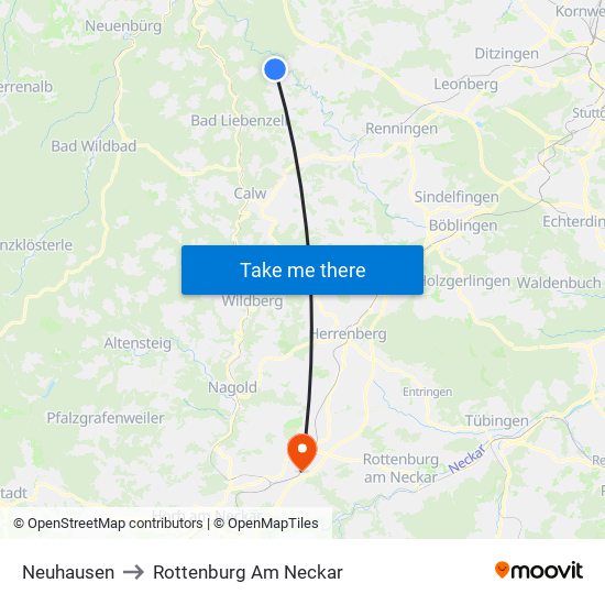 Neuhausen to Rottenburg Am Neckar map