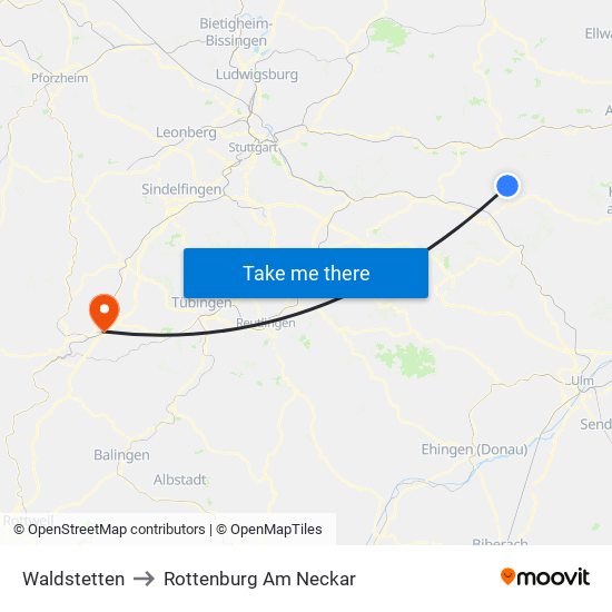 Waldstetten to Rottenburg Am Neckar map