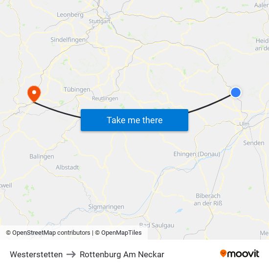 Westerstetten to Rottenburg Am Neckar map