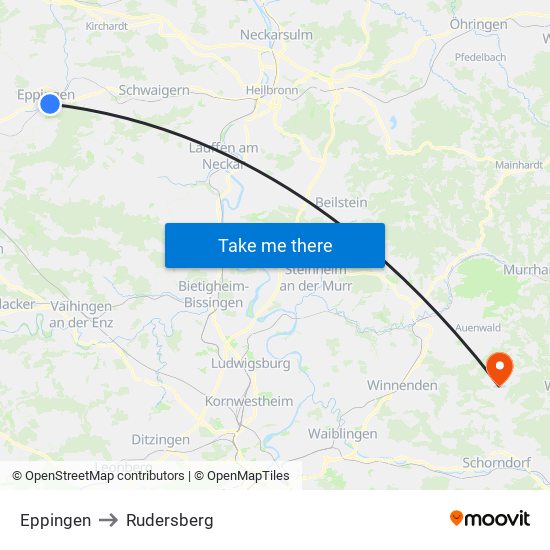 Eppingen to Rudersberg map