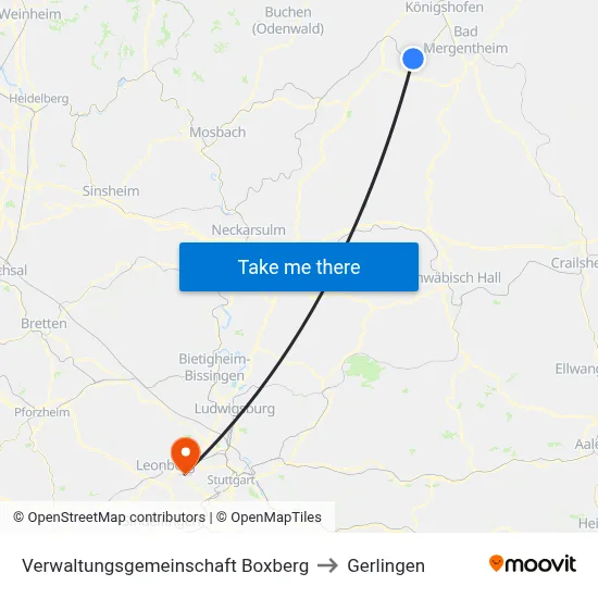 Verwaltungsgemeinschaft Boxberg to Gerlingen map