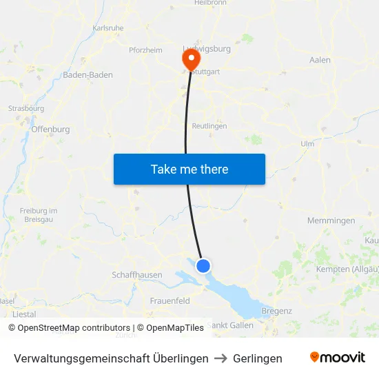 Verwaltungsgemeinschaft Überlingen to Gerlingen map