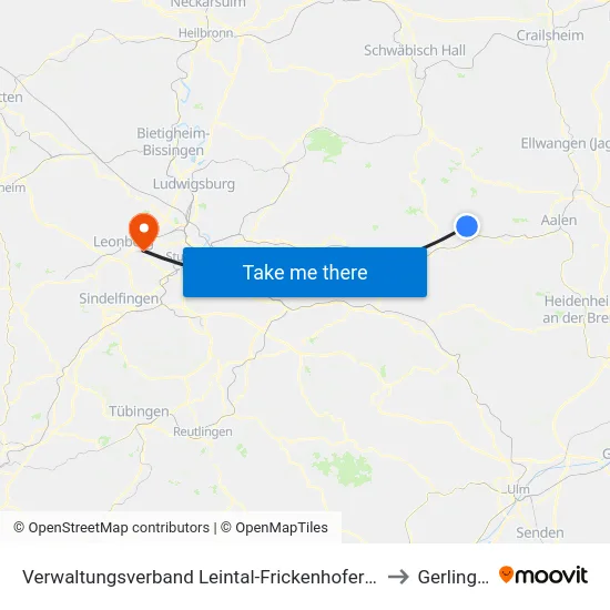 Verwaltungsverband Leintal-Frickenhofer Höhe to Gerlingen map