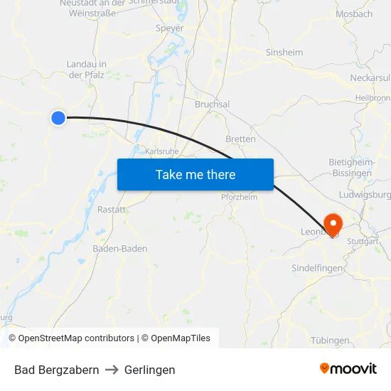 Bad Bergzabern to Gerlingen map