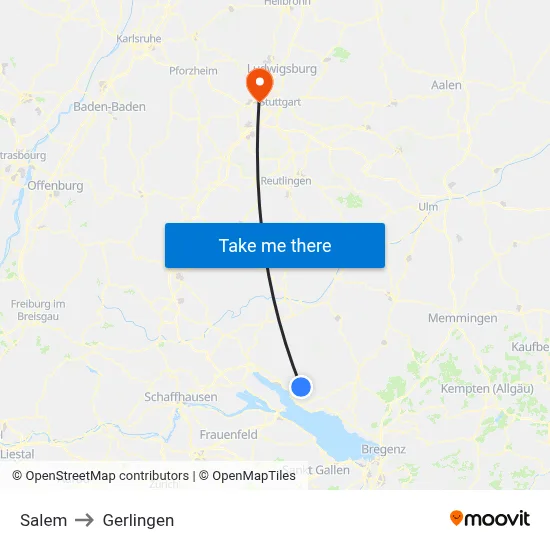 Salem to Gerlingen map
