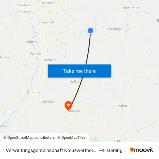 Verwaltungsgemeinschaft Kreuzwertheim to Gerlingen map