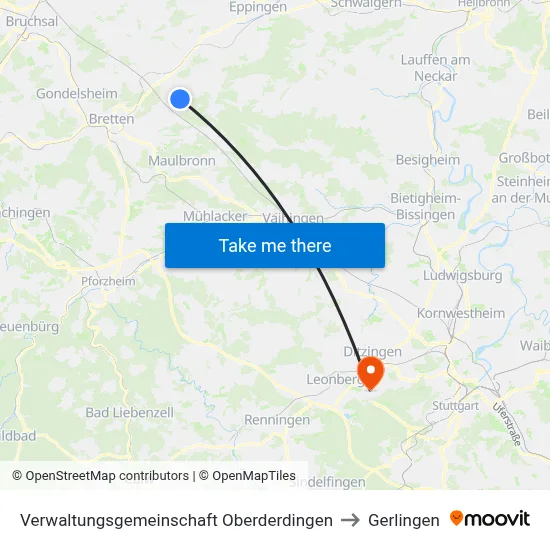 Verwaltungsgemeinschaft Oberderdingen to Gerlingen map