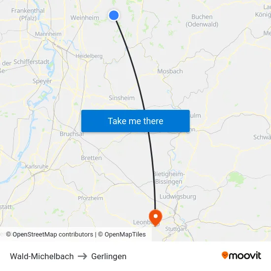 Wald-Michelbach to Gerlingen map