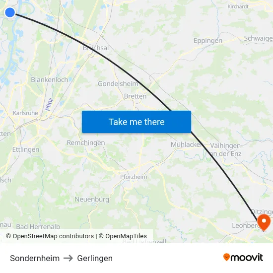 Sondernheim to Gerlingen map