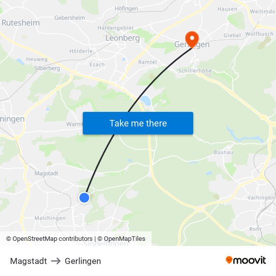 Magstadt to Gerlingen map