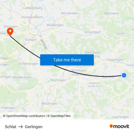 Schlat to Gerlingen map