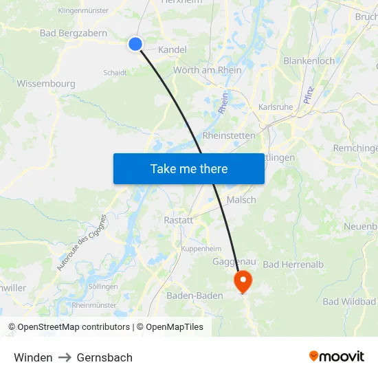 Winden to Gernsbach map