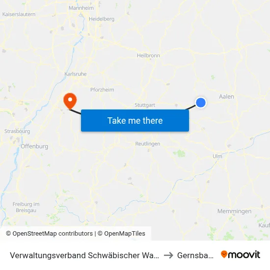 Verwaltungsverband Schwäbischer Wald to Gernsbach map