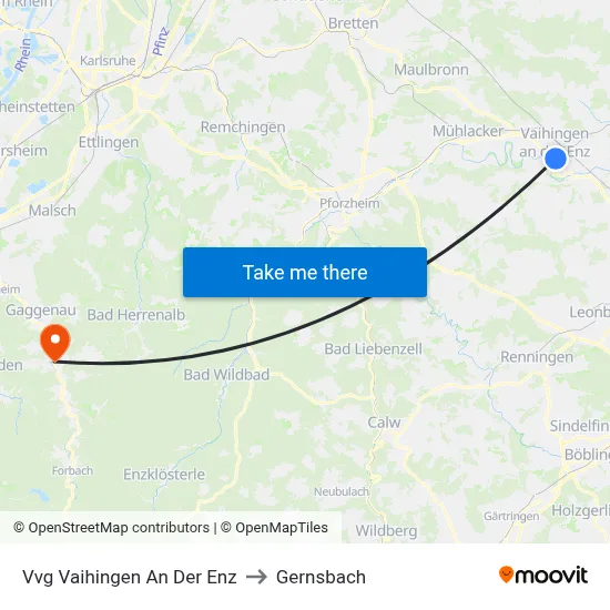 Vvg Vaihingen An Der Enz to Gernsbach map