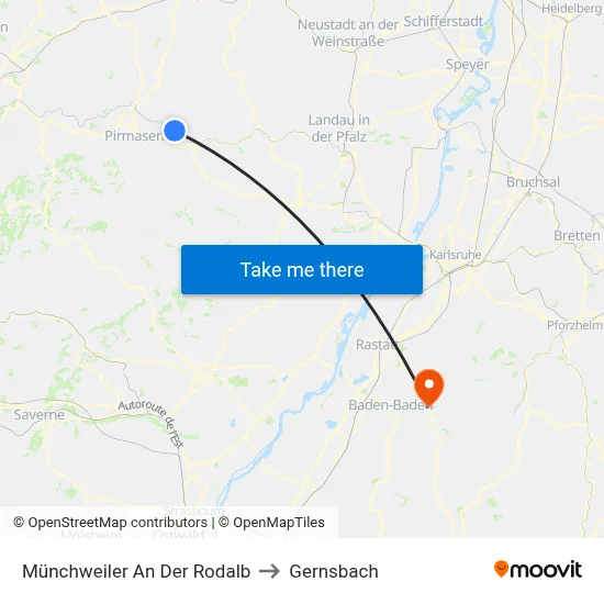 Münchweiler An Der Rodalb to Gernsbach map