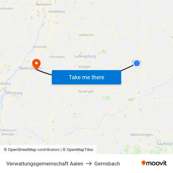 Verwaltungsgemeinschaft Aalen to Gernsbach map