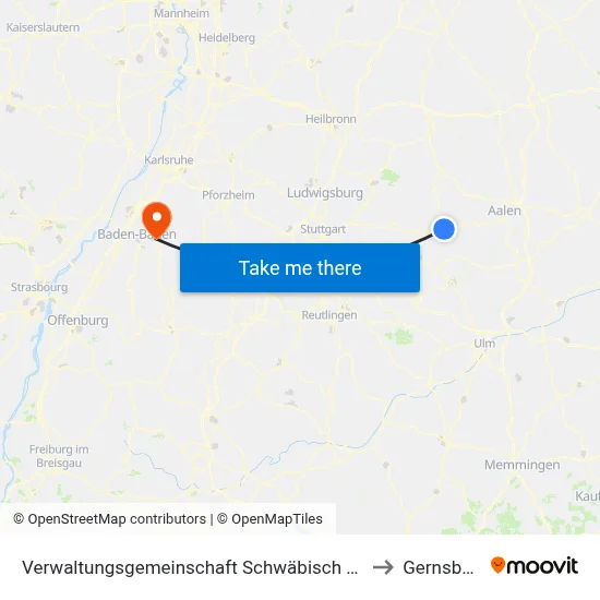 Verwaltungsgemeinschaft Schwäbisch Gmünd to Gernsbach map