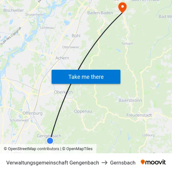 Verwaltungsgemeinschaft Gengenbach to Gernsbach map