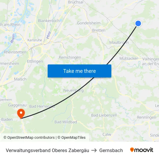 Verwaltungsverband Oberes Zabergäu to Gernsbach map