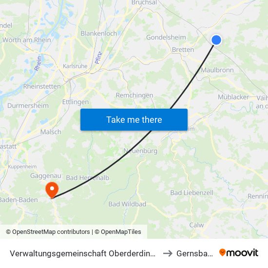 Verwaltungsgemeinschaft Oberderdingen to Gernsbach map