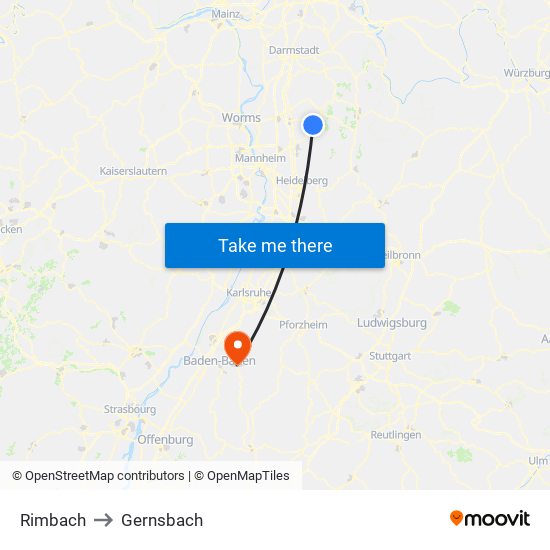 Rimbach to Gernsbach map