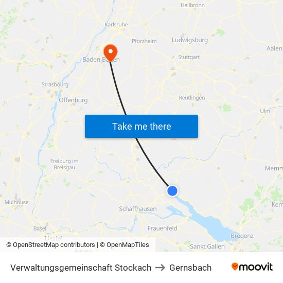 Verwaltungsgemeinschaft Stockach to Gernsbach map