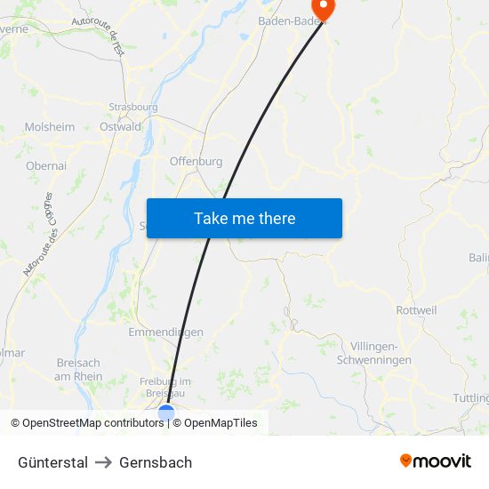 Günterstal to Gernsbach map