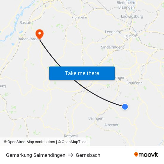 Gemarkung Salmendingen to Gernsbach map