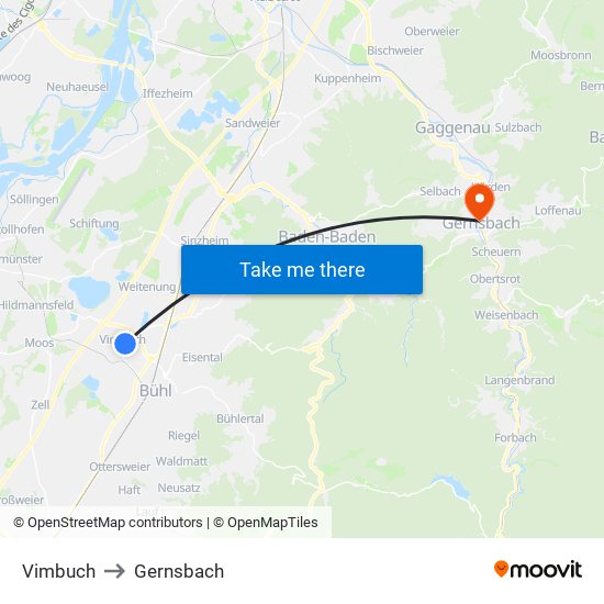 Vimbuch to Gernsbach map