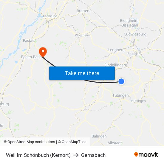 Weil Im Schönbuch (Kernort) to Gernsbach map