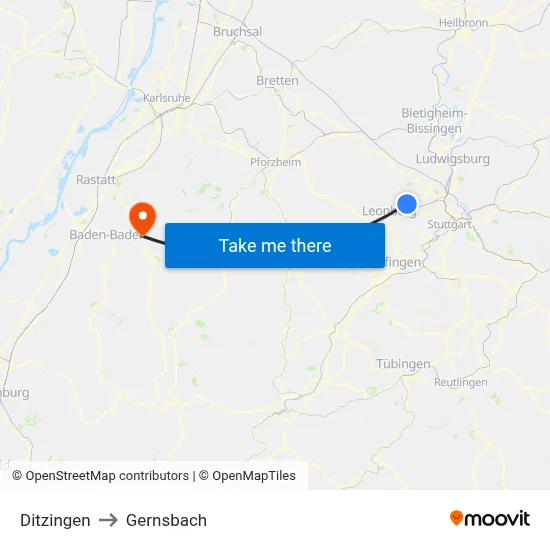 Ditzingen to Gernsbach map