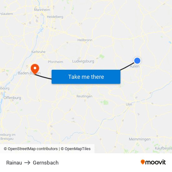 Rainau to Gernsbach map