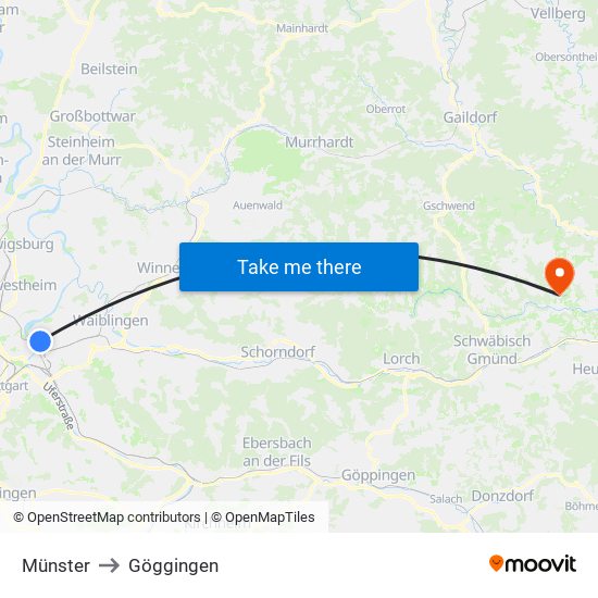 Münster to Göggingen map