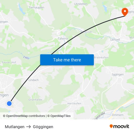 Mutlangen to Göggingen map