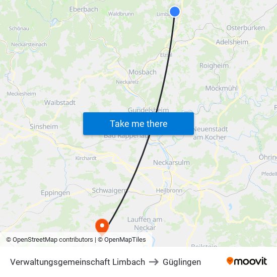 Verwaltungsgemeinschaft Limbach to Güglingen map