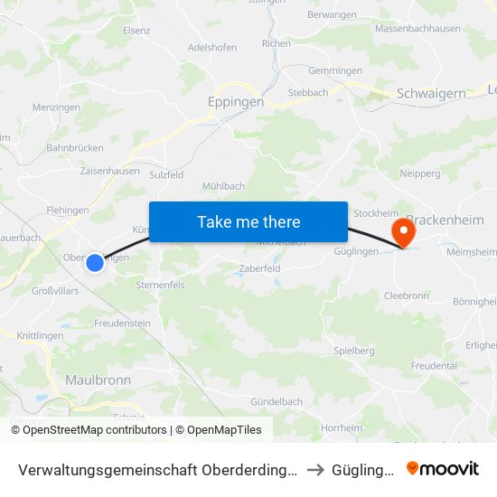 Verwaltungsgemeinschaft Oberderdingen to Güglingen map
