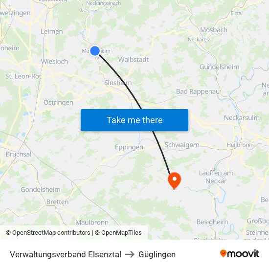 Verwaltungsverband Elsenztal to Güglingen map