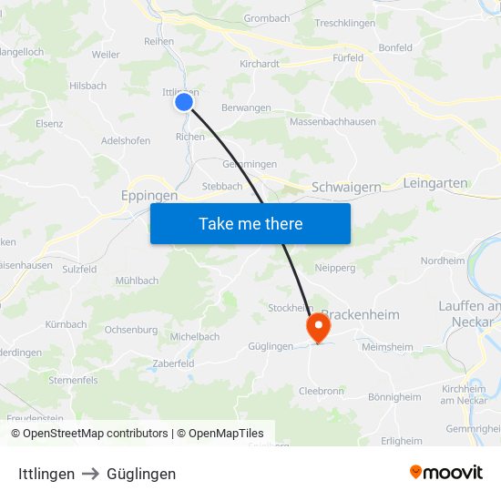 Ittlingen to Güglingen map