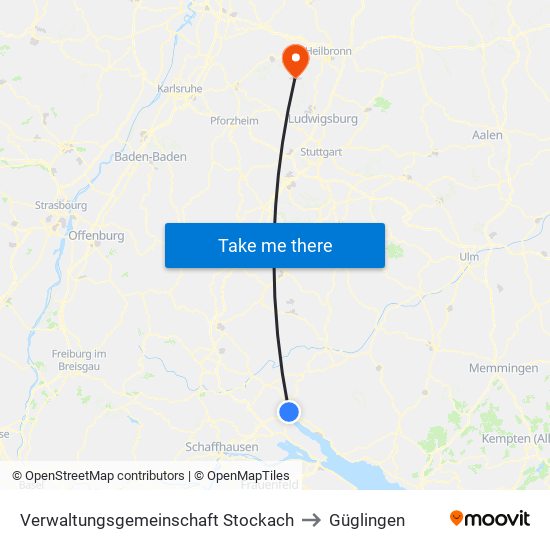 Verwaltungsgemeinschaft Stockach to Güglingen map