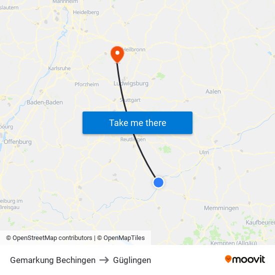 Gemarkung Bechingen to Güglingen map