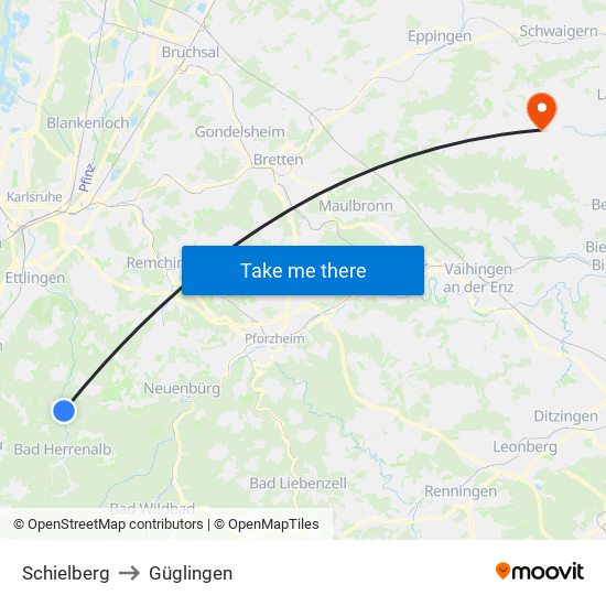 Schielberg to Güglingen map