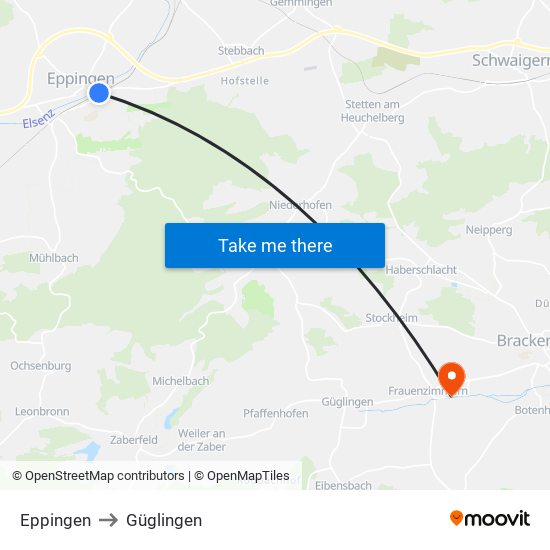 Eppingen to Güglingen map