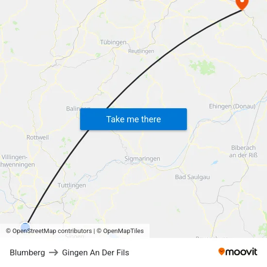 Blumberg to Gingen An Der Fils map