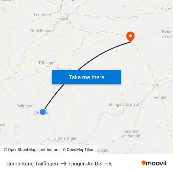 Gemarkung Tailfingen to Gingen An Der Fils map