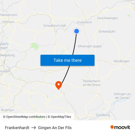 Frankenhardt to Gingen An Der Fils map