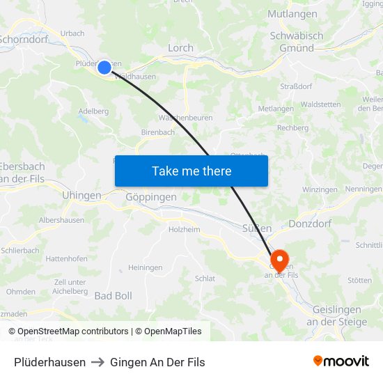 Plüderhausen to Gingen An Der Fils map