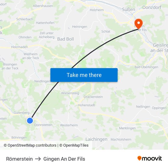 Römerstein to Gingen An Der Fils map