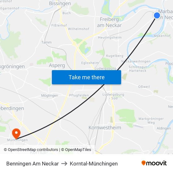 Benningen Am Neckar to Korntal-Münchingen map