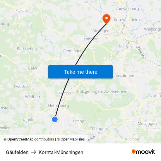 Gäufelden to Korntal-Münchingen map