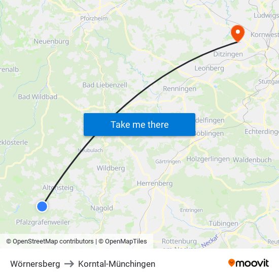 Wörnersberg to Korntal-Münchingen map